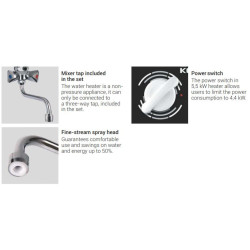 Momentinis vandens šildytuvas Kospel EPS2 Twister 4.4kW