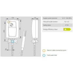 Momentinis vandens šildytuvas su dušu Kospel Prister 4.4kW