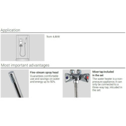 Momentinis vandens šildytuvas su dušu Kospel Prister 4.4kW