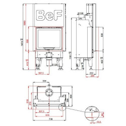 Plieninis židinio ugniakuras BEF Home Trend V 6, 7 kW
