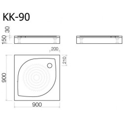 Dušo padėklas Vispool KK-90, 90x90
