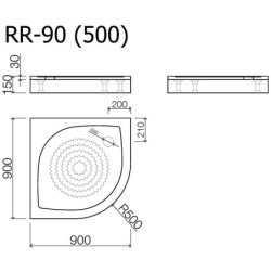 Dušo padėklas Vispool RR-90 (Radius 500)
