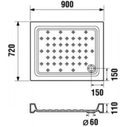 Dušo padėklas Jika Ravenna, 72x90
