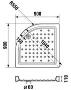 Dušo padėklas Jika Ravenna, 90x90 (Radius 550)