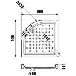 Dušo padėklas Jika Ravenna, 90x90 (Radius 550)