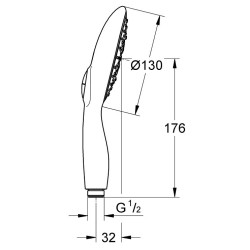 Dušo galva Grohe Power&Soul 130 Chrome/Juoda, 4 srovių