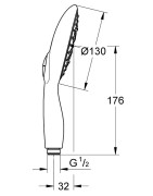Dušo galva Grohe Power&Soul 130 Chrome/Pilka, 4 srovių