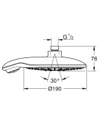 Dušo galva Grohe Power&Soul 190, Iš sienos, 4 srovių