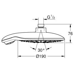 Dušo galva Grohe Power&Soul 190, Iš sienos, 4 srovių