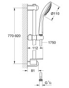 Dušo komplektas Grohe Euphoria 110, 3 srovių, 90cm stovas