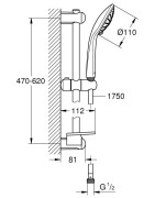 Dušo komplektas Grohe Euphoria 110, 3 srovių, 60cm stovas