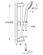 Dušo komplektas Grohe Euphoria 110 Mono, 1 srovės, 60cm