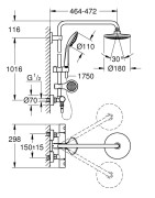 Dušo komplektas Grohe Euphoria 180 + Aquatunes