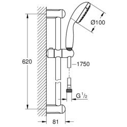 Dušo komplektas Grohe New Tempesta II, 60cm