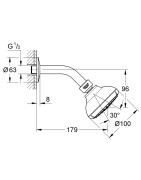 Dušo galva Grohe Tempesta Cosmopolitan 100, su alkūne, 4 srovių