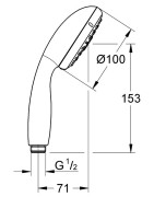 Dušo galva Grohe Tempesta 100, 3 srovių