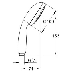 Dušo galva Grohe Tempesta 100, 3 srovių