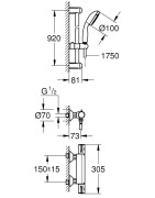 Dušo maišytuvas Grohe Grohtherm 800 su dušo komplektu