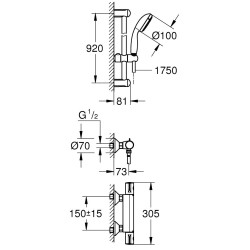 Dušo maišytuvas Grohe Grohtherm 800 su dušo komplektu