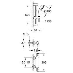 Dušo maišytuvas Grohe Grohtherm 800 su dušo komplektu