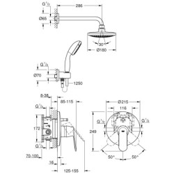 Potinkinis dušo komplektas Grohe Eurosmart Cosmo 180
