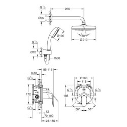 Potinkinis dušo komplektas Grohe Eurosmart Cosmopolitan Perfect