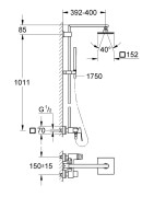 Dušo komplektas Grohe Eurocube System 150 su maišytuvu