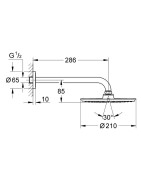 Dušo galva Grohe Rainshower Cosmopolitan 210, su alkūne