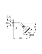 Dušo galva Grohe New Tempesta, iš sienos, 3 srovių