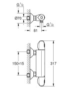 Termostatinis dušo maišytuvas Grohe Grohtherm 1000