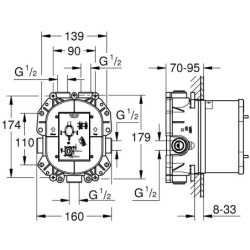 Potinkinė dėžutė Grohe Rapido T, su termostatu