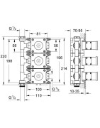 Potinkinė dalis Grohe Rapido C, ventilių perjungimui