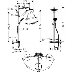 Dušo komplektas Hansgrohe Raindance S Showerpipe 240 EcoSmart