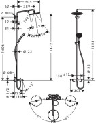 Dušo komplektas Hansgrohe Raindance S Showerpipe 240 Bath