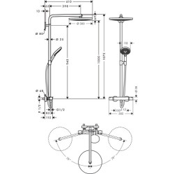 Dušo komplektas Hansgrohe Raindance S Showerpipe 300, 2 jet
