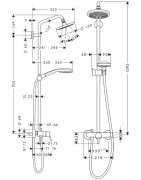 Dušo komplektas Hansgrohe Croma 160,su vienos svirties maišytuvu