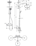 Dušo komplektas Hansgrohe Croma 220, su termostatiniu maišytuvu