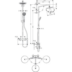 Dušo komplektas Hansgrohe Croma 220, su termostatiniu maišytuvu
