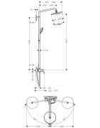 Dušo komplektas Hansgrohe Croma 220,su vienos svirties maišytuvu
