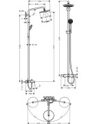 Dušo komplektas Hansgrohe Croma 220, su vonios maišytuvu