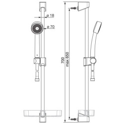 Dušo komplektas Oras Apollo, Baltas