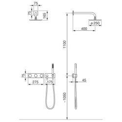 Lietaus dušo dekoratyvinė dalis Oras Signa, su dušo komplektu