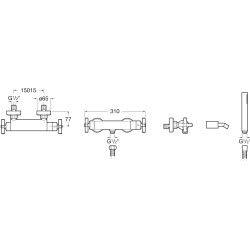 Dušo komplektas Roca Loft, su termostatiniu dušo maišytuvu