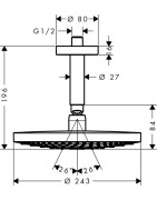 Dušo galva iš lubų Hansgrohe Raindance Select S 240