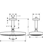 Dušo galva iš lubų Hansgrohe Raindance E 300, su 100mm alkūne