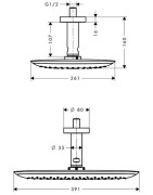 Dušo galva iš lubų Hansgrohe Pura Vida 400, su 100mm alkūne