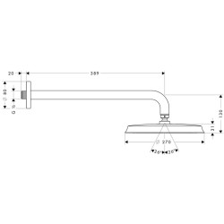 Dušo galva iš sienos Hansgrohe Raindance Classic 240, su alkūne