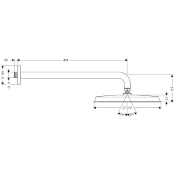 Dušo galva iš sienos Hansgrohe Raindance Classic 300, su alkūne