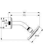 Dušo galva Ideal Standard IdealRain Soft 100, su dušo alkūne