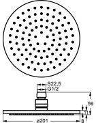 Dušo galva Ideal Standard Archimodule M1, 200mm